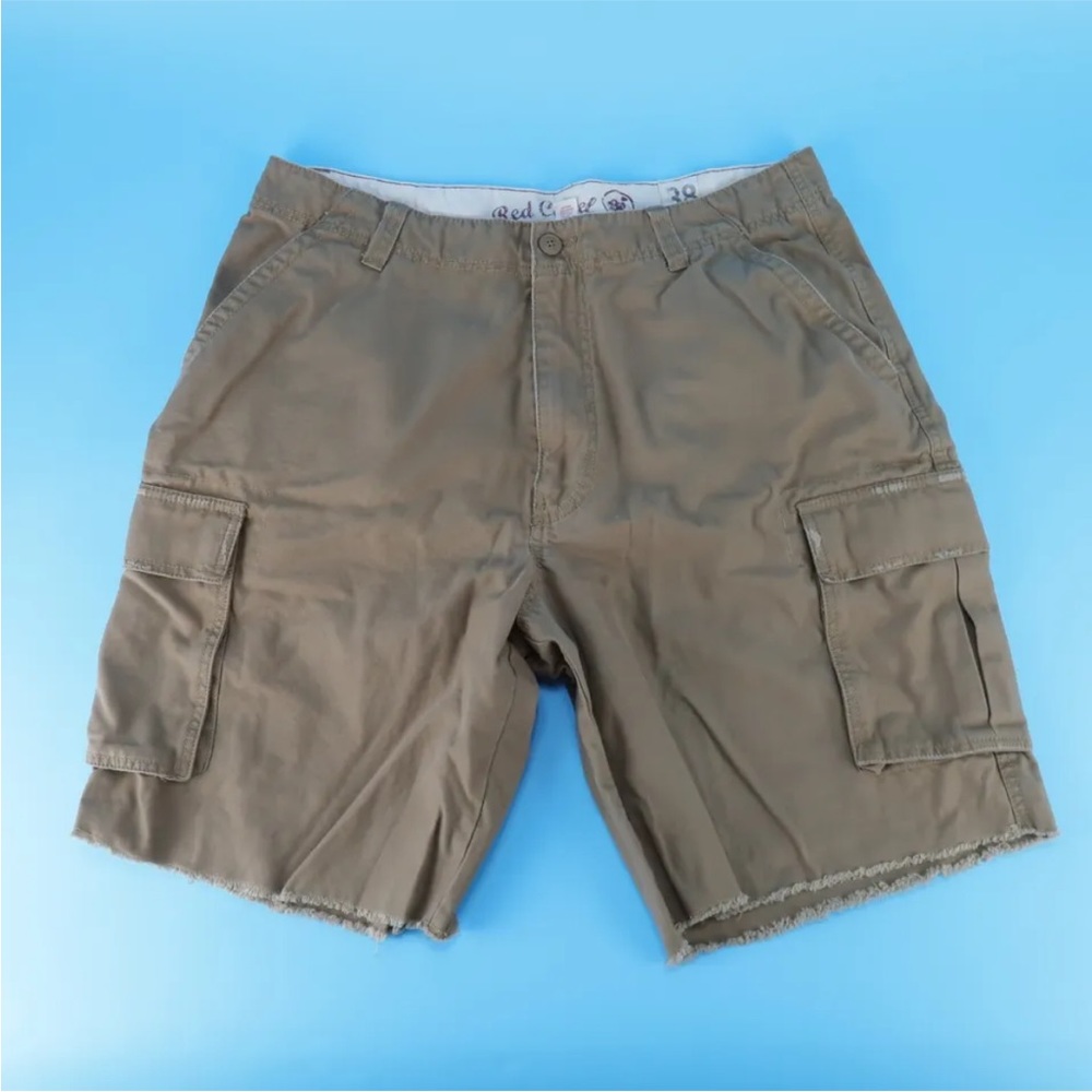 Red Camel Mens Brown Cargo Shorts Frayed Cutoff Hem Distressed Size 38